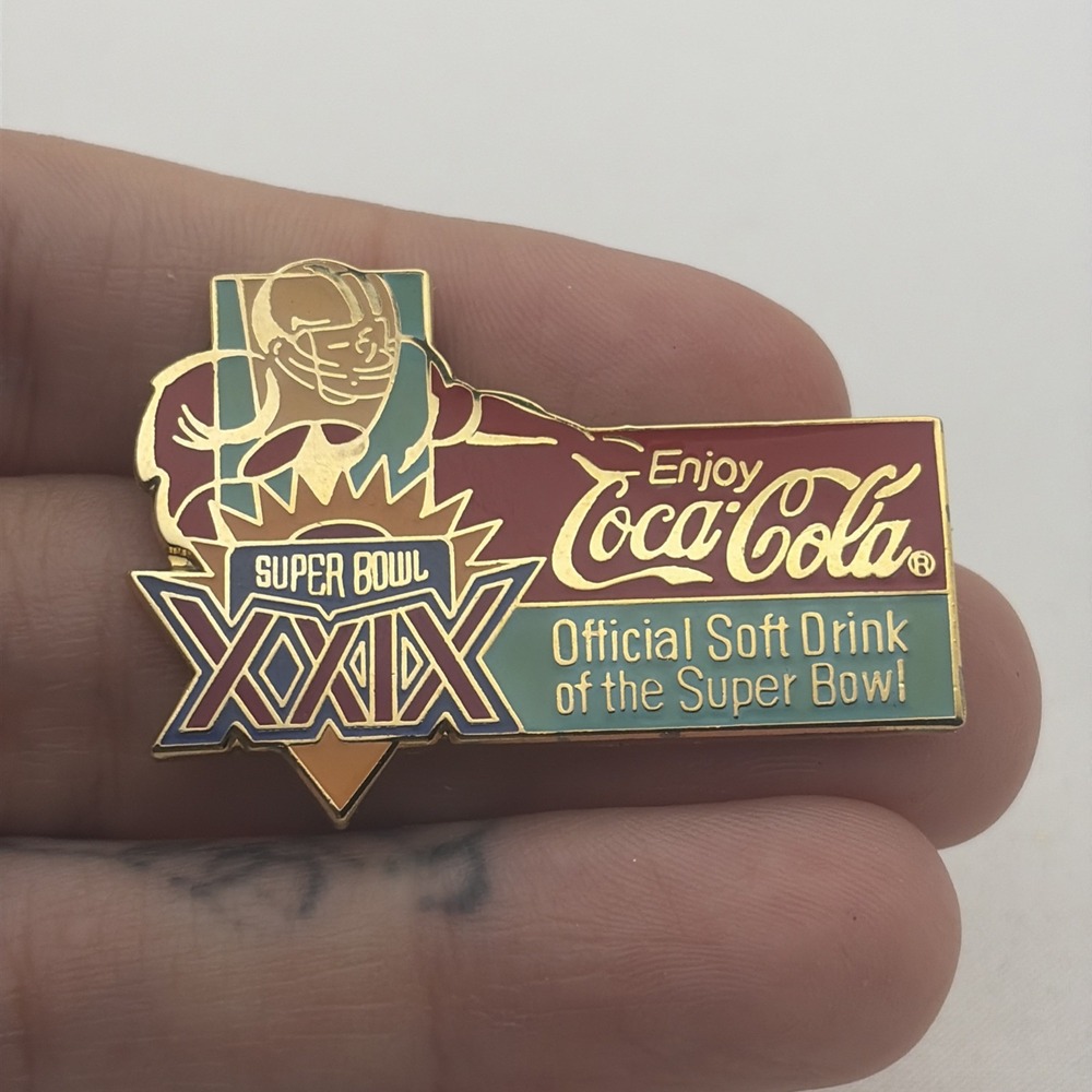 1995 Super Bowl XXIX Chargers 49ers Joe Robbie Stadium Coke Lapel Hat Pin